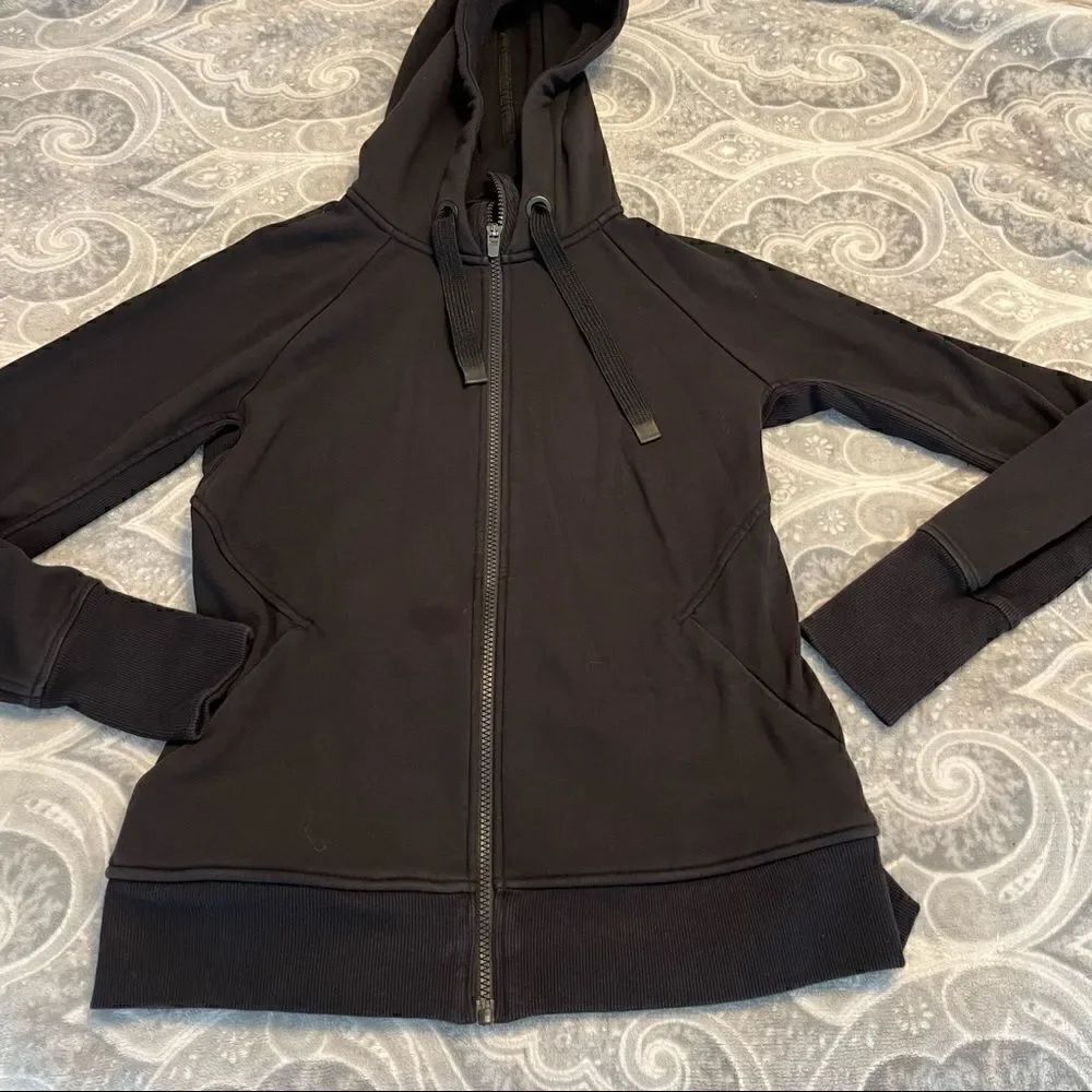 Athleta black zip up sweater with hoodie